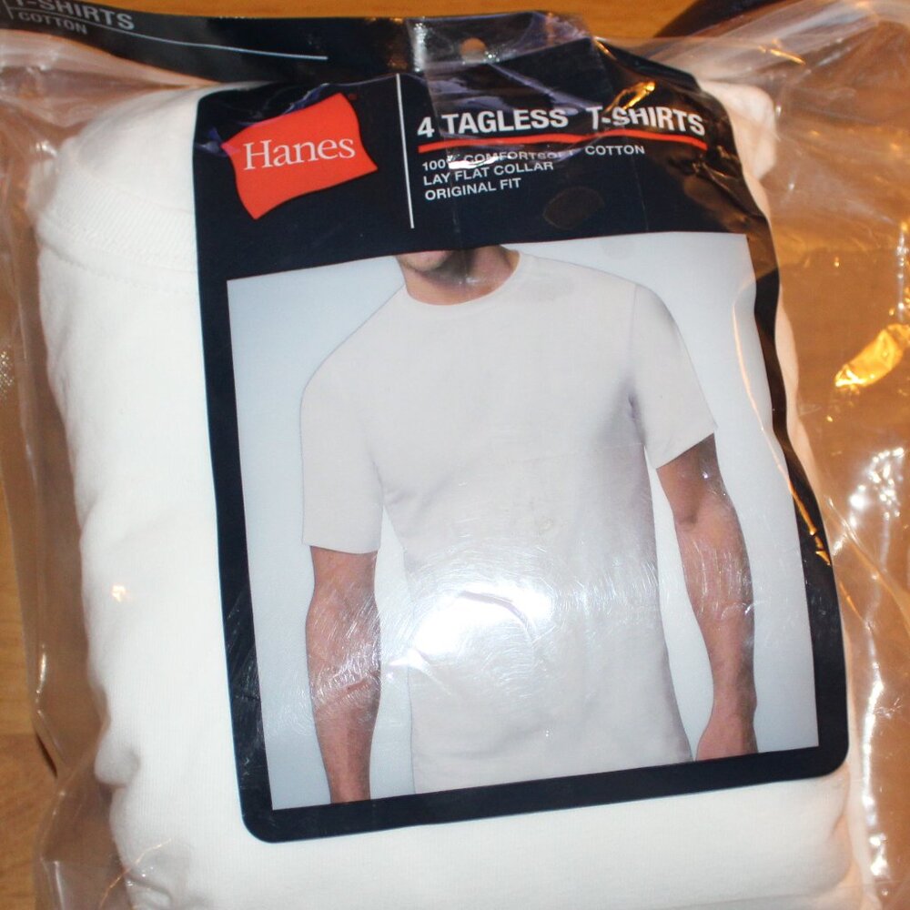 Hanes White Tagless T-shirt 4 Pack All Cotton Undershirts Men's Sz M 38 - 40